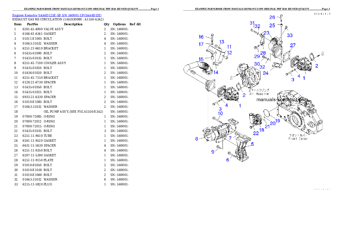Protected: SAA6D125E-5B S/N 560001-UP Partsbook