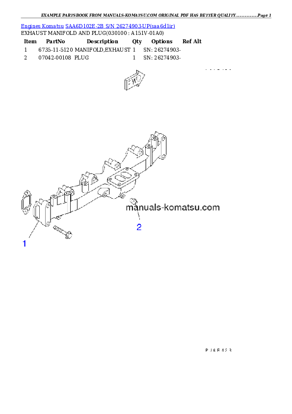 Protected: SAA6D102E-2B S/N 26274903-UP Partsbook