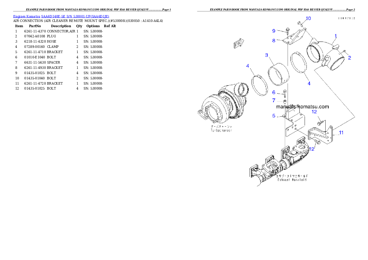 Protected: SAA6D140E-5E S/N 530001-UP Partsbook