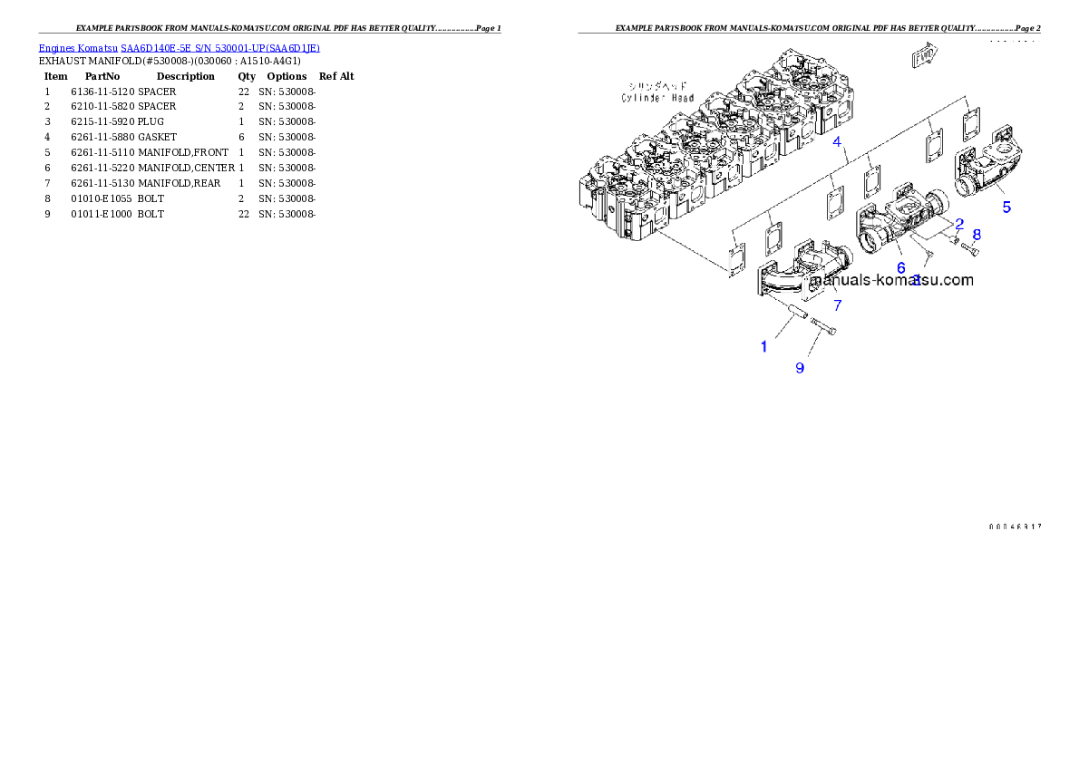 Protected: SAA6D140E-5E S/N 530001-UP Partsbook