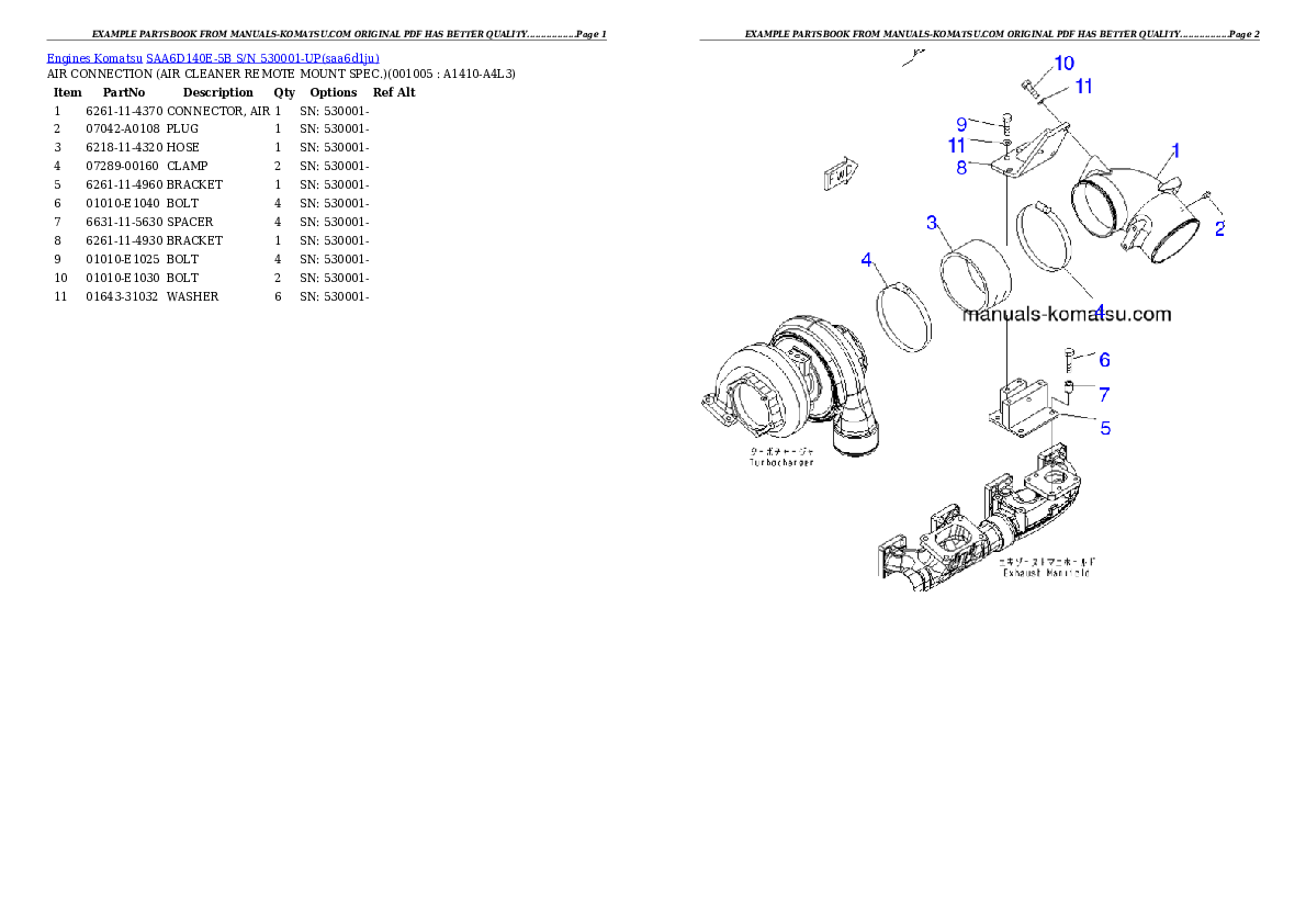 Protected: SAA6D140E-5B S/N 530001-UP Partsbook