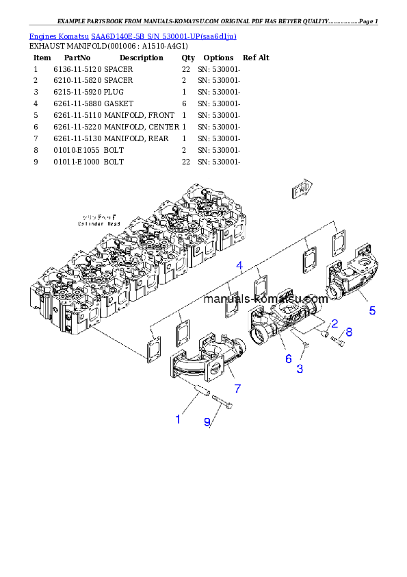 Protected: SAA6D140E-5B S/N 530001-UP Partsbook