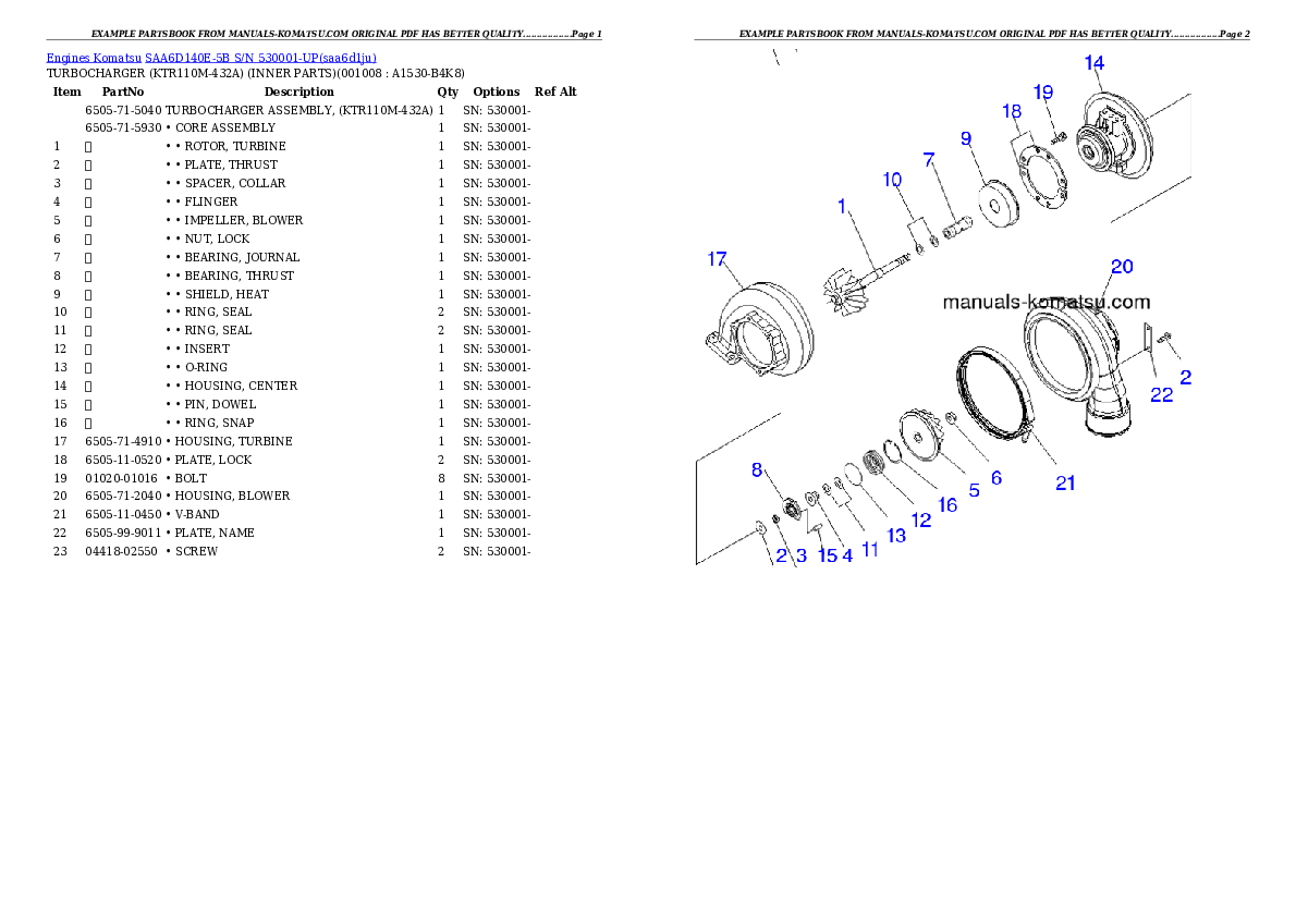 Protected: SAA6D140E-5B S/N 530001-UP Partsbook
