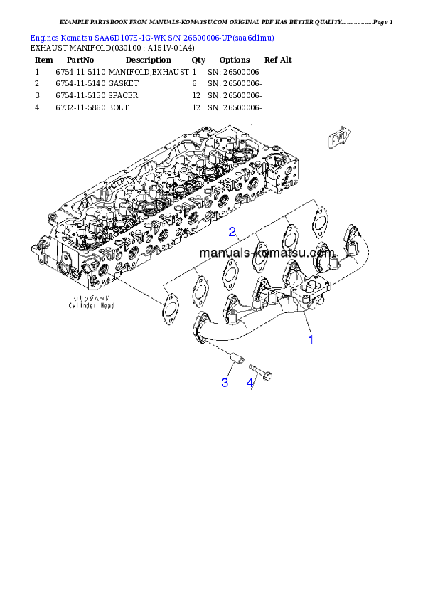 Protected: SAA6D107E-1G-WK S/N 26500006-UP Partsbook