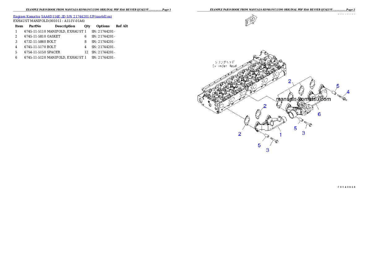 Protected: SAA6D114E-3D S/N 21744201-UP Partsbook