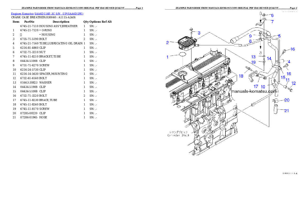 Protected: SAA6D114E-3C S/N .-UP Partsbook