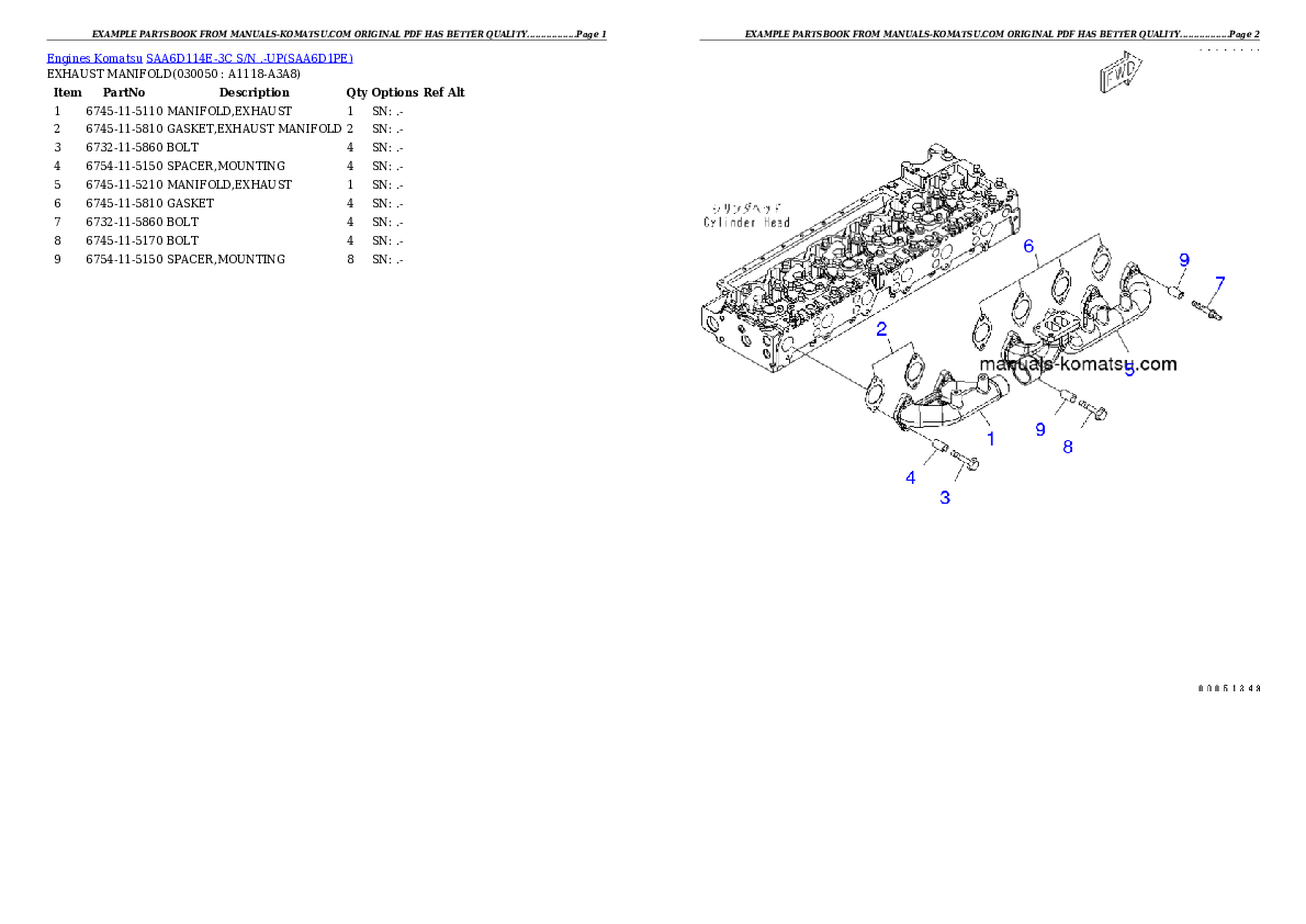 Protected: SAA6D114E-3C S/N .-UP Partsbook
