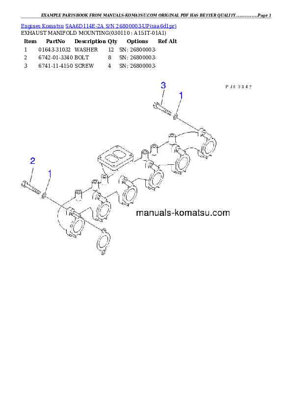 Protected: SAA6D114E-2A S/N 26800003-UP Partsbook