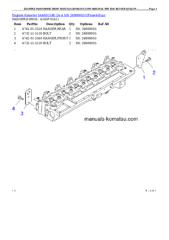Protected: SAA6D114E-2A-A S/N 26800003-UP Partsbook