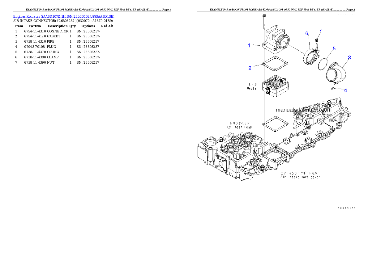 Protected: SAA6D107E-1H S/N 26500006-UP Partsbook