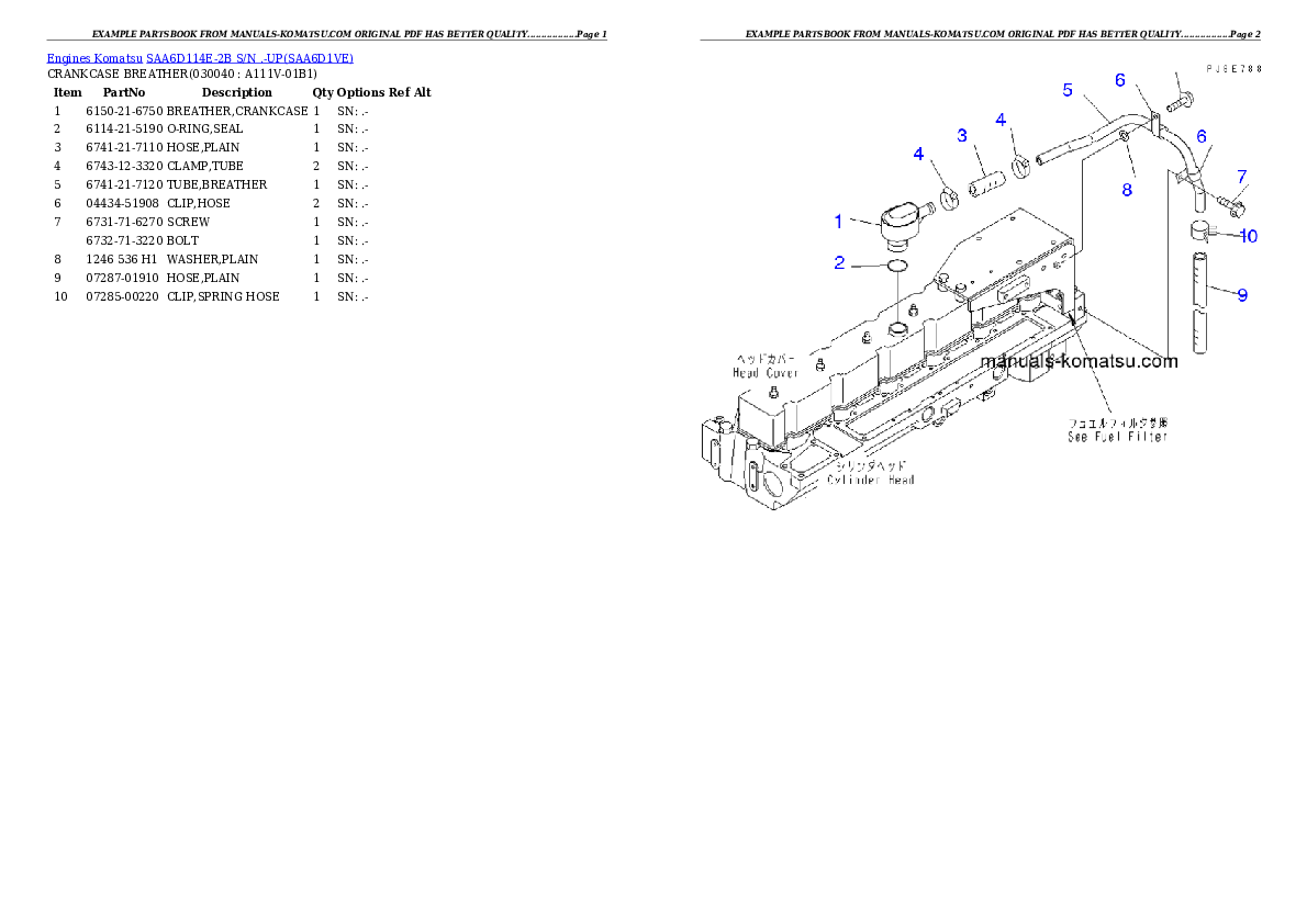 Protected: SAA6D114E-2B S/N .-UP Partsbook