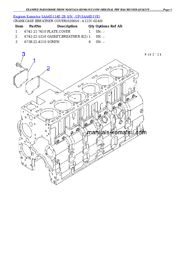 Protected: SAA6D114E-2B S/N .-UP Partsbook