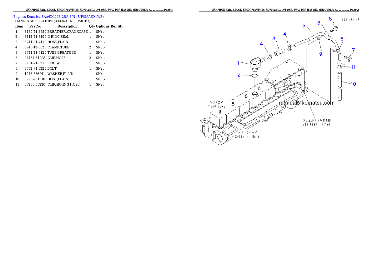 Protected: SAA6D114E-2BA S/N .-UP Partsbook