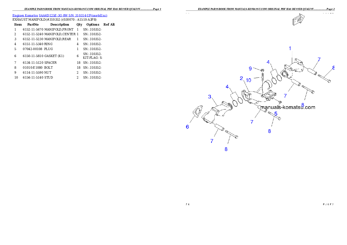 Protected: SAA6D125E-3G-8W S/N 310314-UP Partsbook
