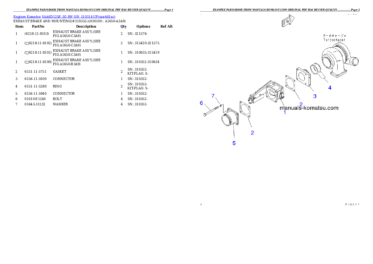 Protected: SAA6D125E-3G-8W S/N 310314-UP Partsbook