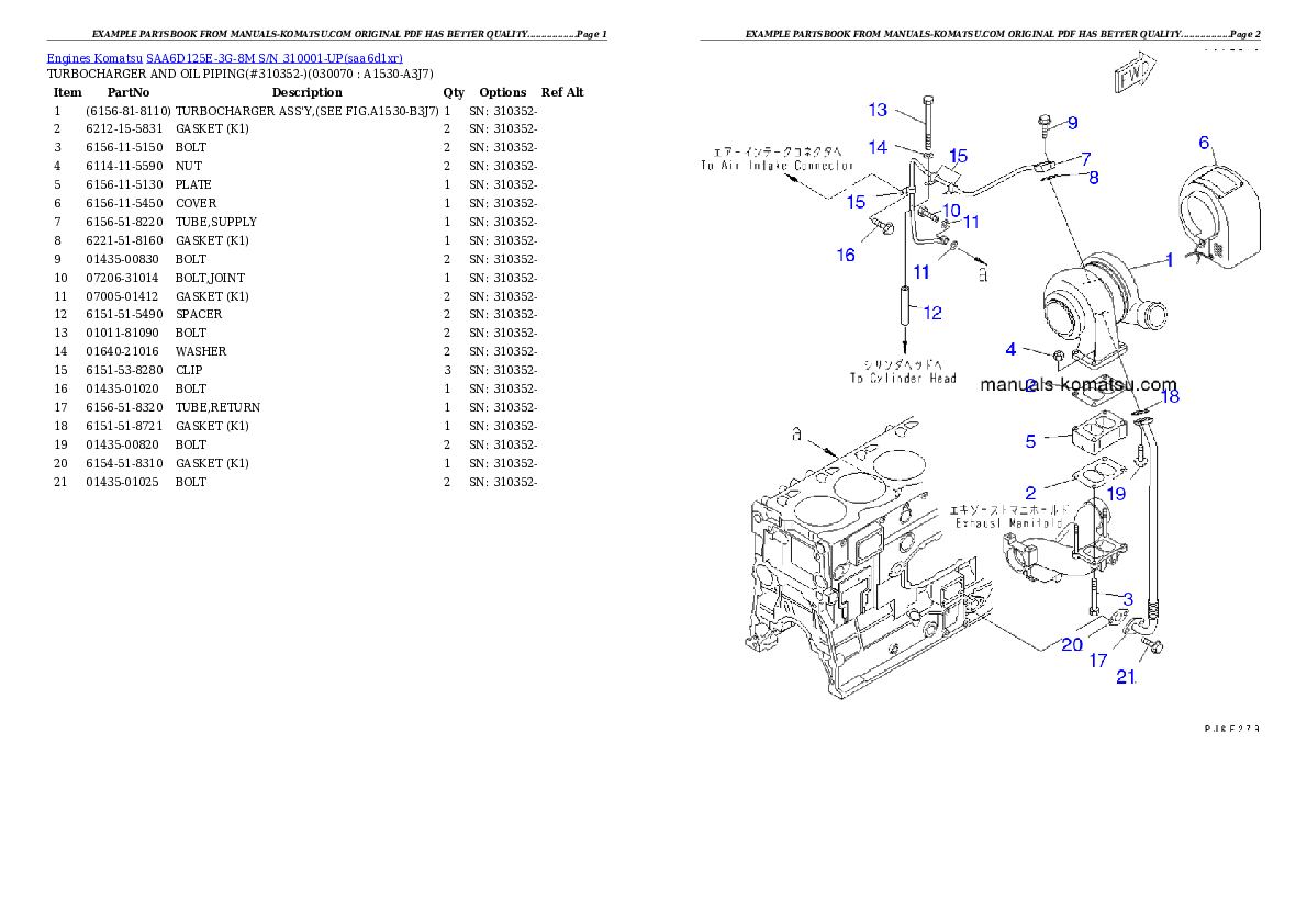 Protected: SAA6D125E-3G-8M S/N 310001-UP Partsbook