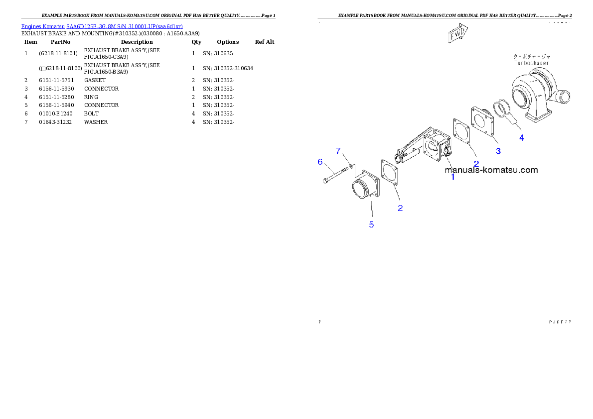Protected: SAA6D125E-3G-8M S/N 310001-UP Partsbook