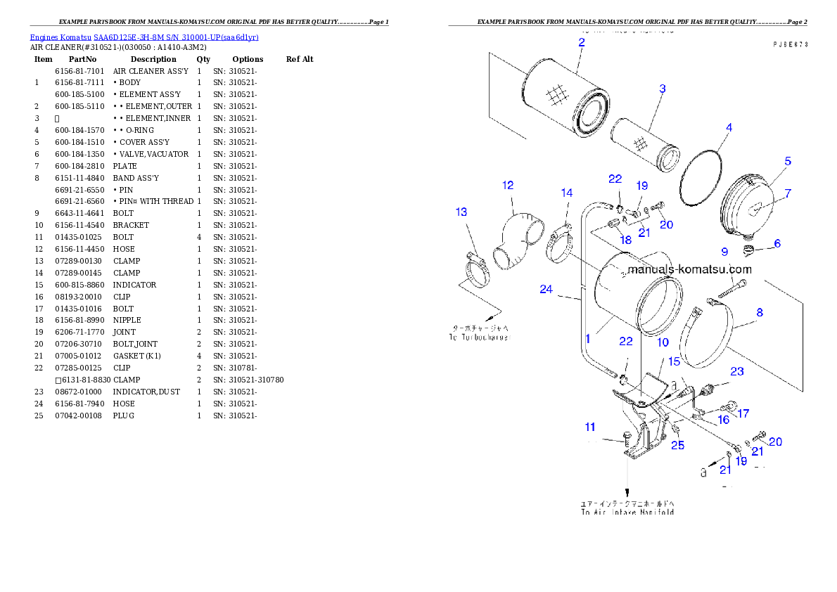 Protected: SAA6D125E-3H-8M S/N 310001-UP Partsbook