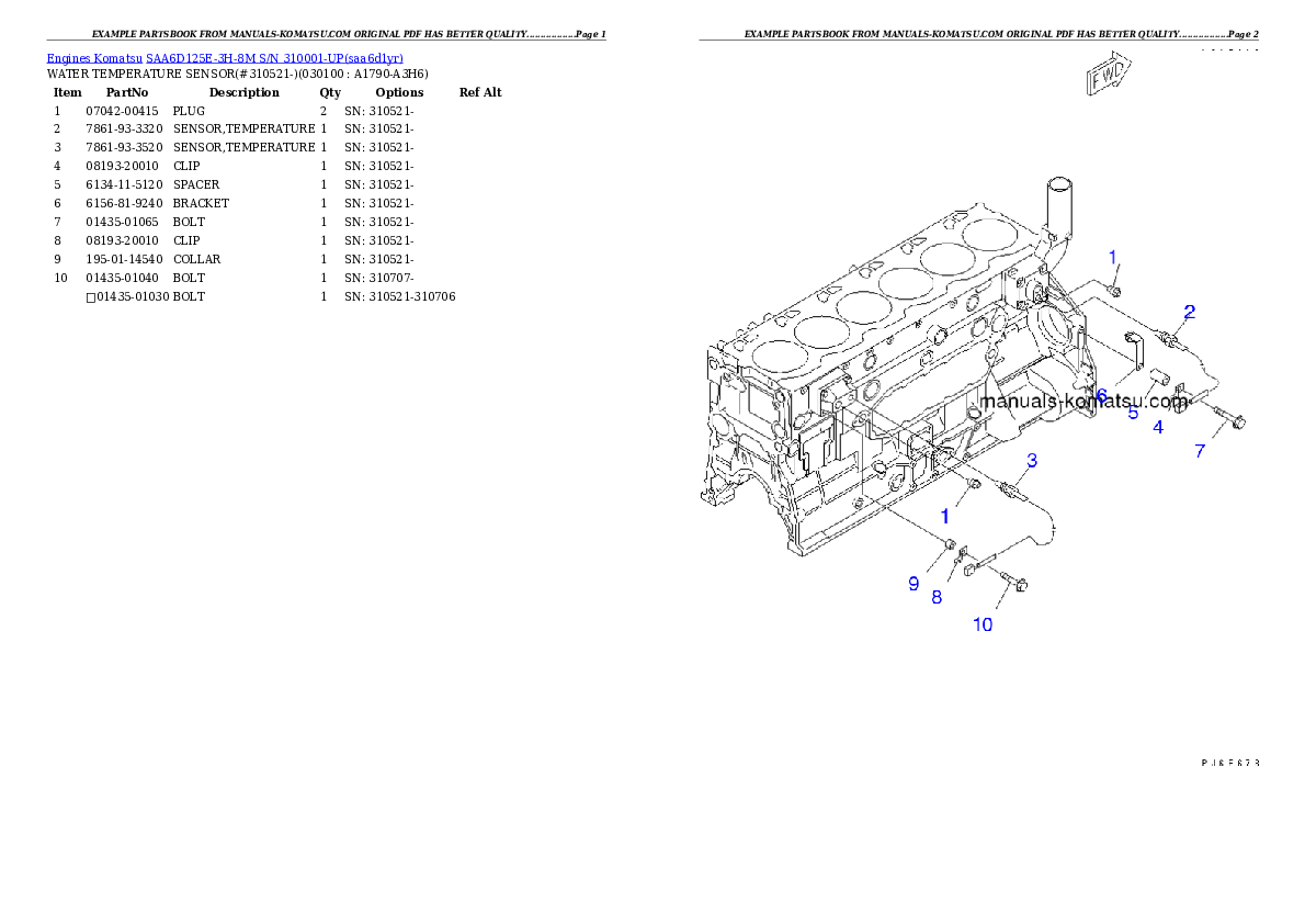 Protected: SAA6D125E-3H-8M S/N 310001-UP Partsbook