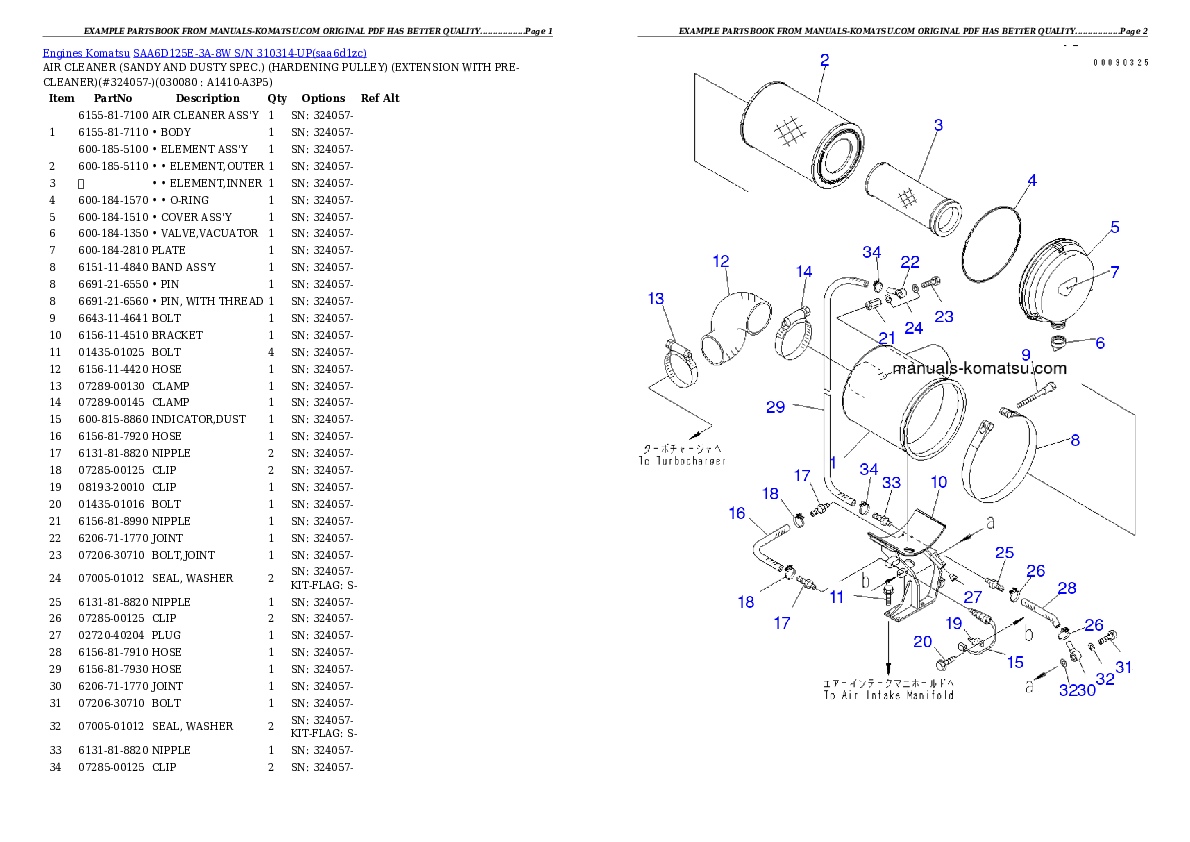 Protected: SAA6D125E-3A-8W S/N 310314-UP Partsbook