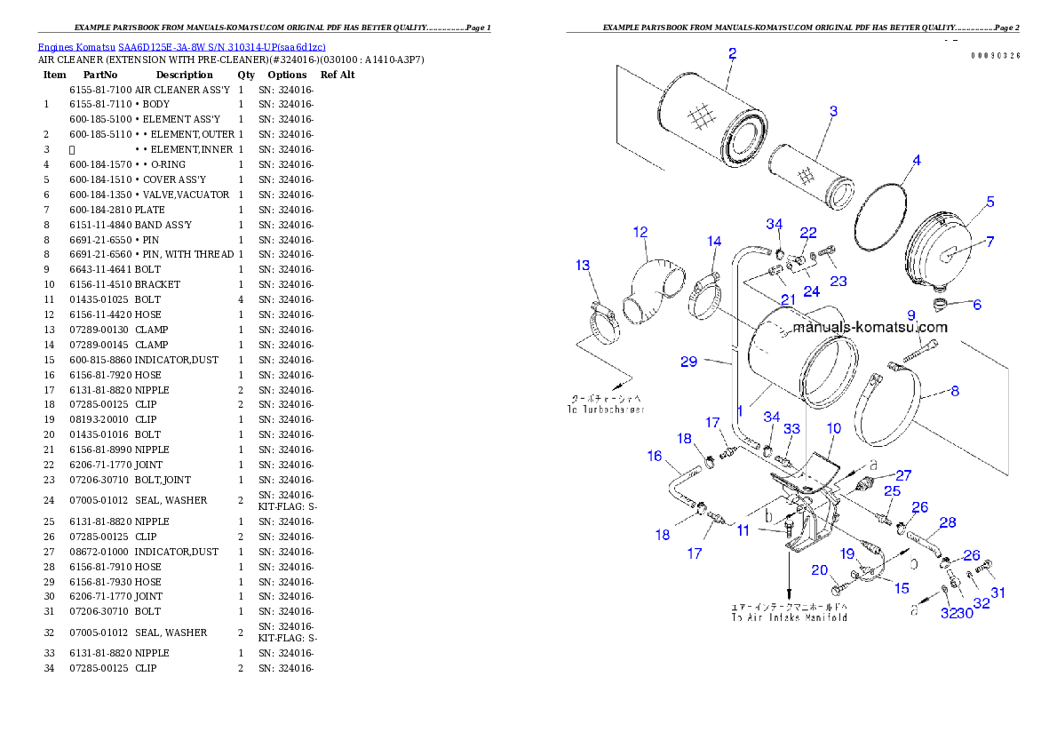 Protected: SAA6D125E-3A-8W S/N 310314-UP Partsbook