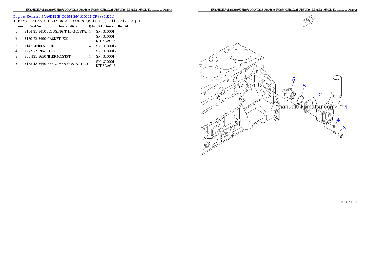 Protected: SAA6D125E-3K-8M S/N 310314-UP Partsbook