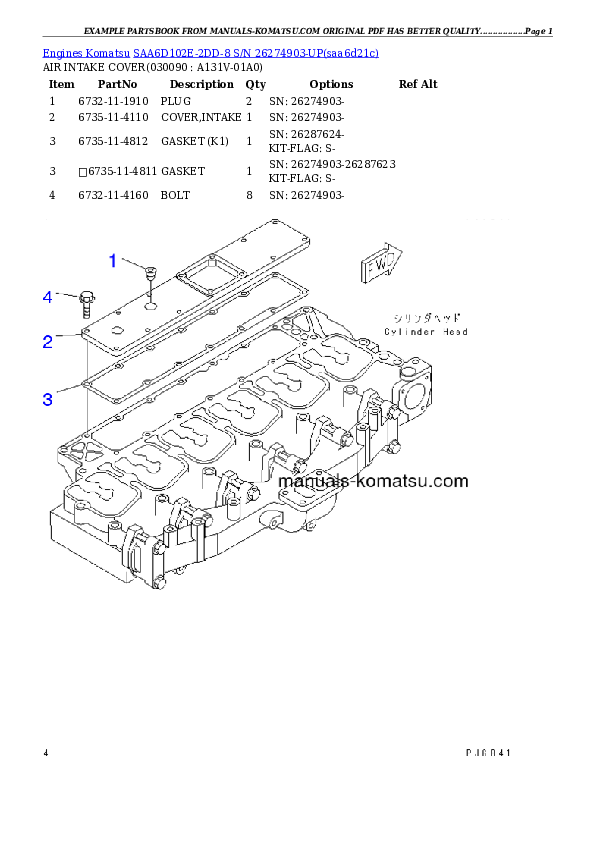 Protected: SAA6D102E-2DD-8 S/N 26274903-UP Partsbook