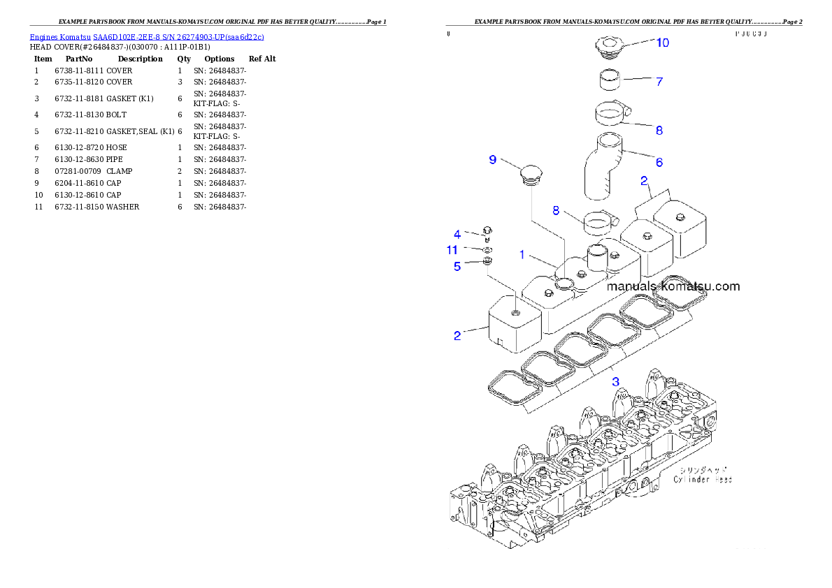 Protected: SAA6D102E-2EE-8 S/N 26274903-UP Partsbook