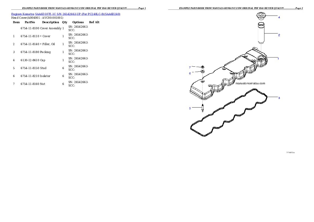 Protected: SAA6D107E-1C S/N 26542663-UP (For PC240LC-8) Partsbook