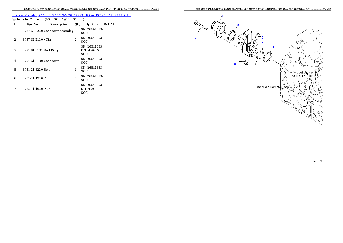 Protected: SAA6D107E-1C S/N 26542663-UP (For PC240LC-8) Partsbook