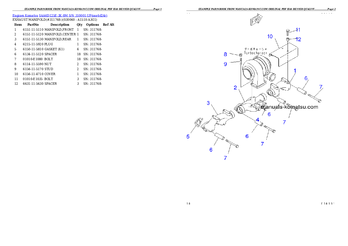 Protected: SAA6D125E-3K-8M S/N 310001-UP Partsbook