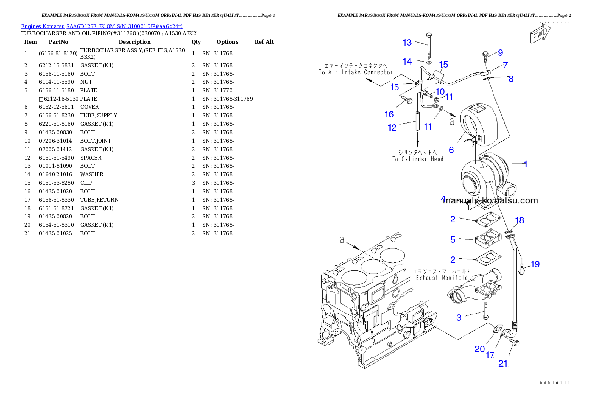 Protected: SAA6D125E-3K-8M S/N 310001-UP Partsbook