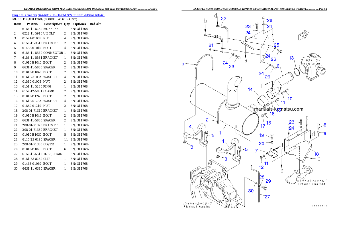 Protected: SAA6D125E-3K-8M S/N 310001-UP Partsbook