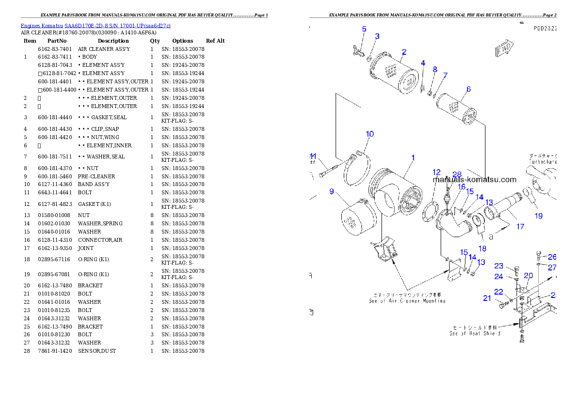 Protected: SAA6D170E-2D-8 S/N 17001-UP Partsbook