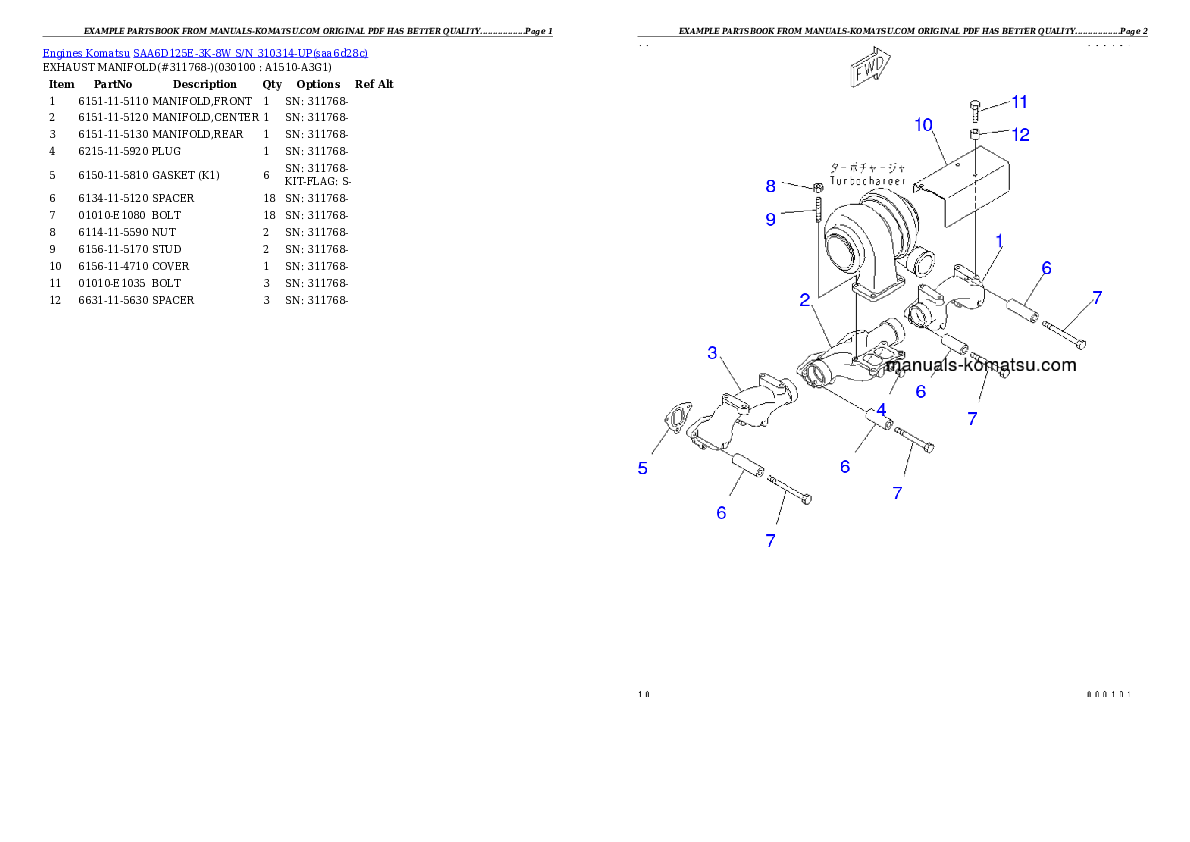 Protected: SAA6D125E-3K-8W S/N 310314-UP Partsbook