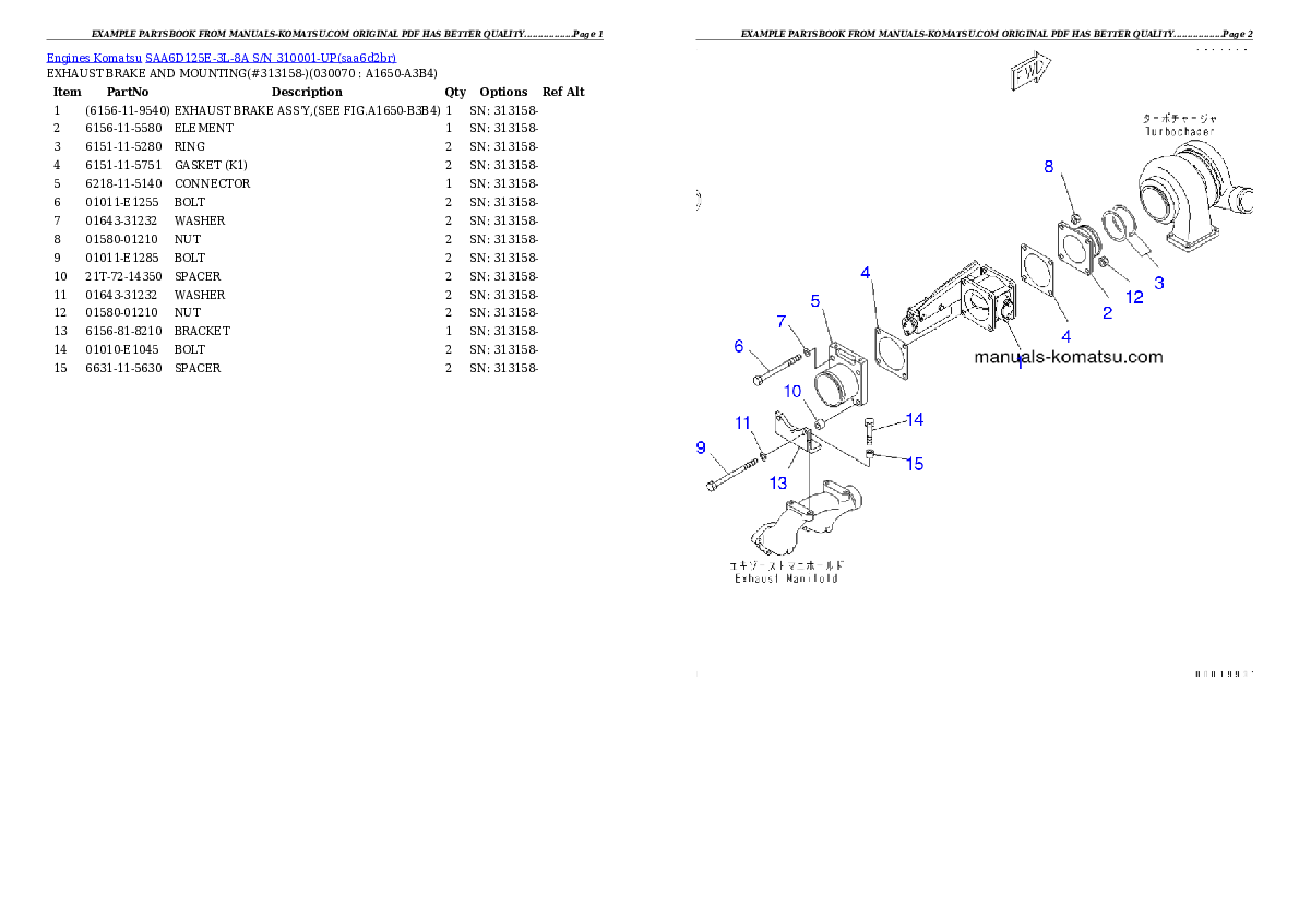 Protected: SAA6D125E-3L-8A S/N 310001-UP Partsbook