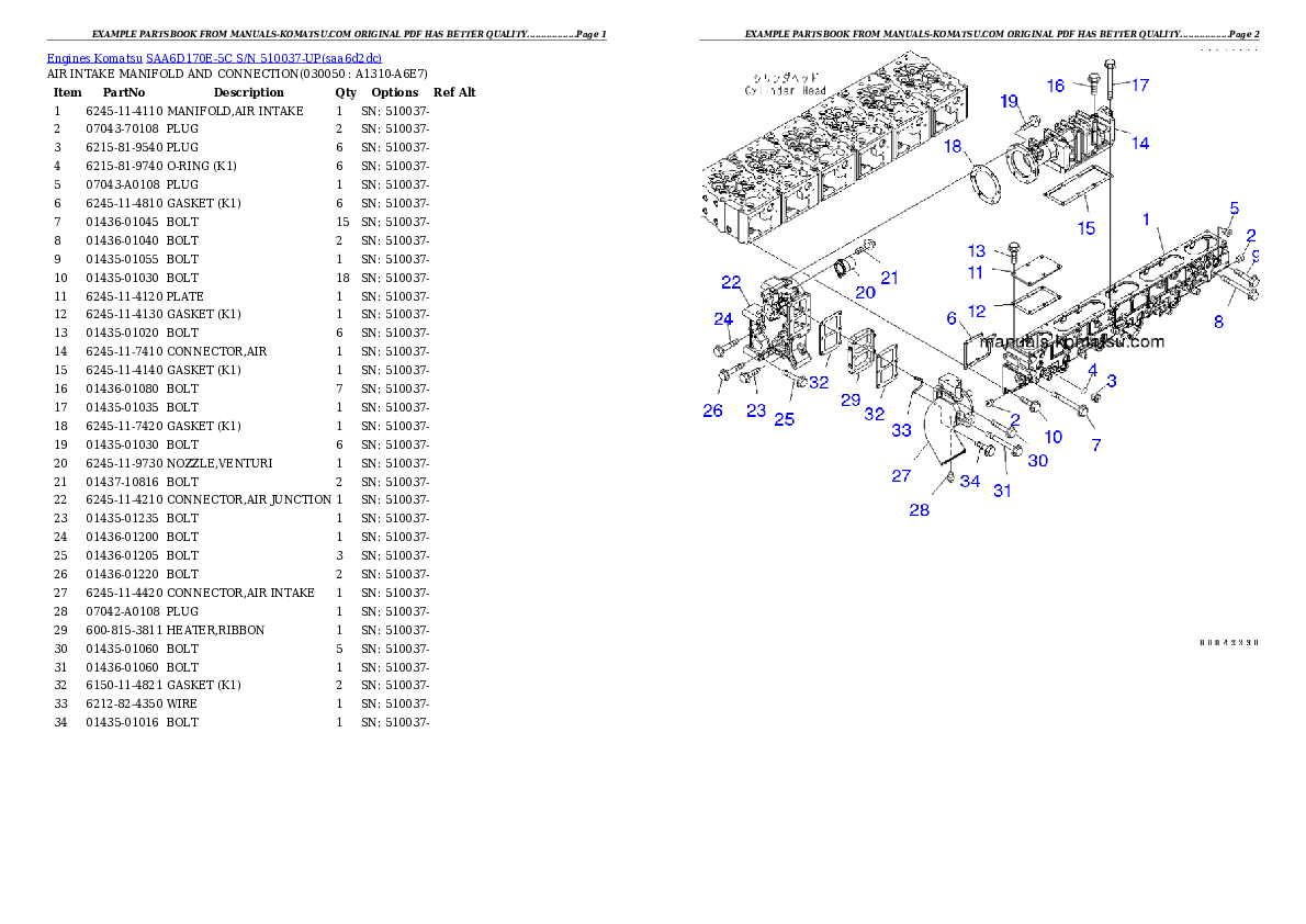 Protected: SAA6D170E-5C S/N 510037-UP Partsbook
