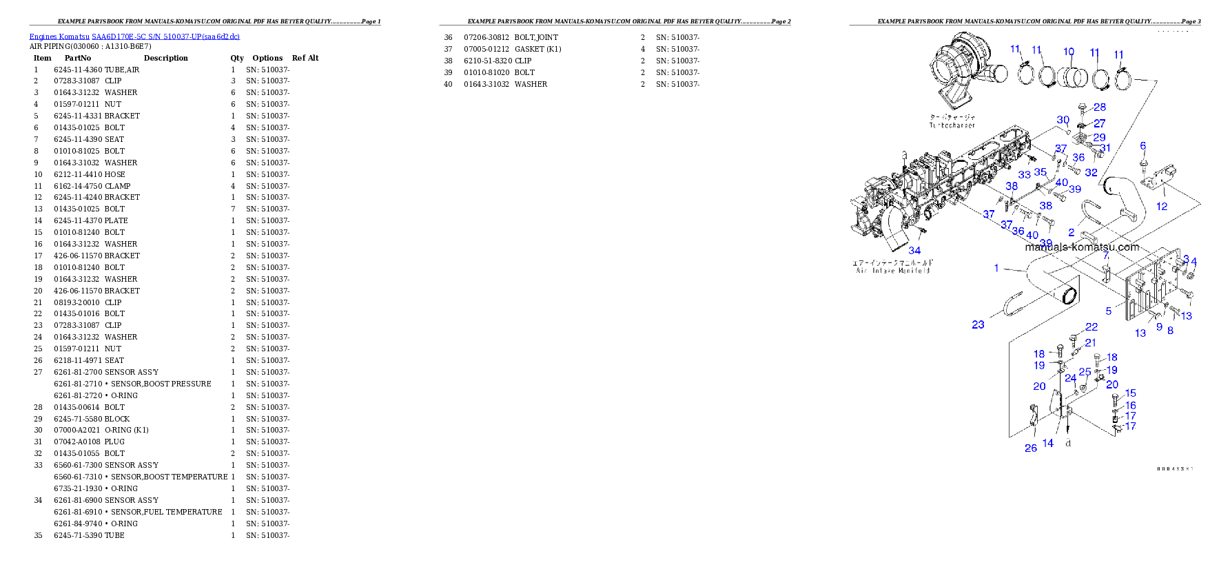 Protected: SAA6D170E-5C S/N 510037-UP Partsbook