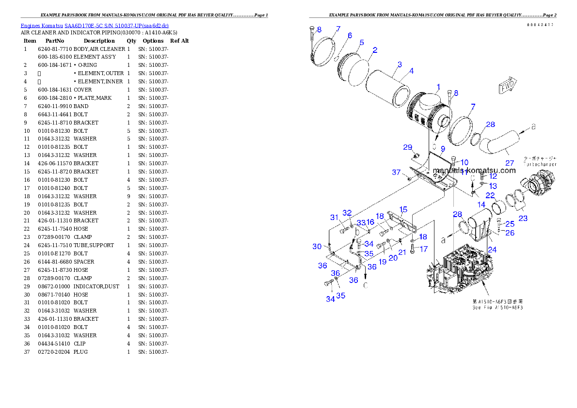 Protected: SAA6D170E-5C S/N 510037-UP Partsbook