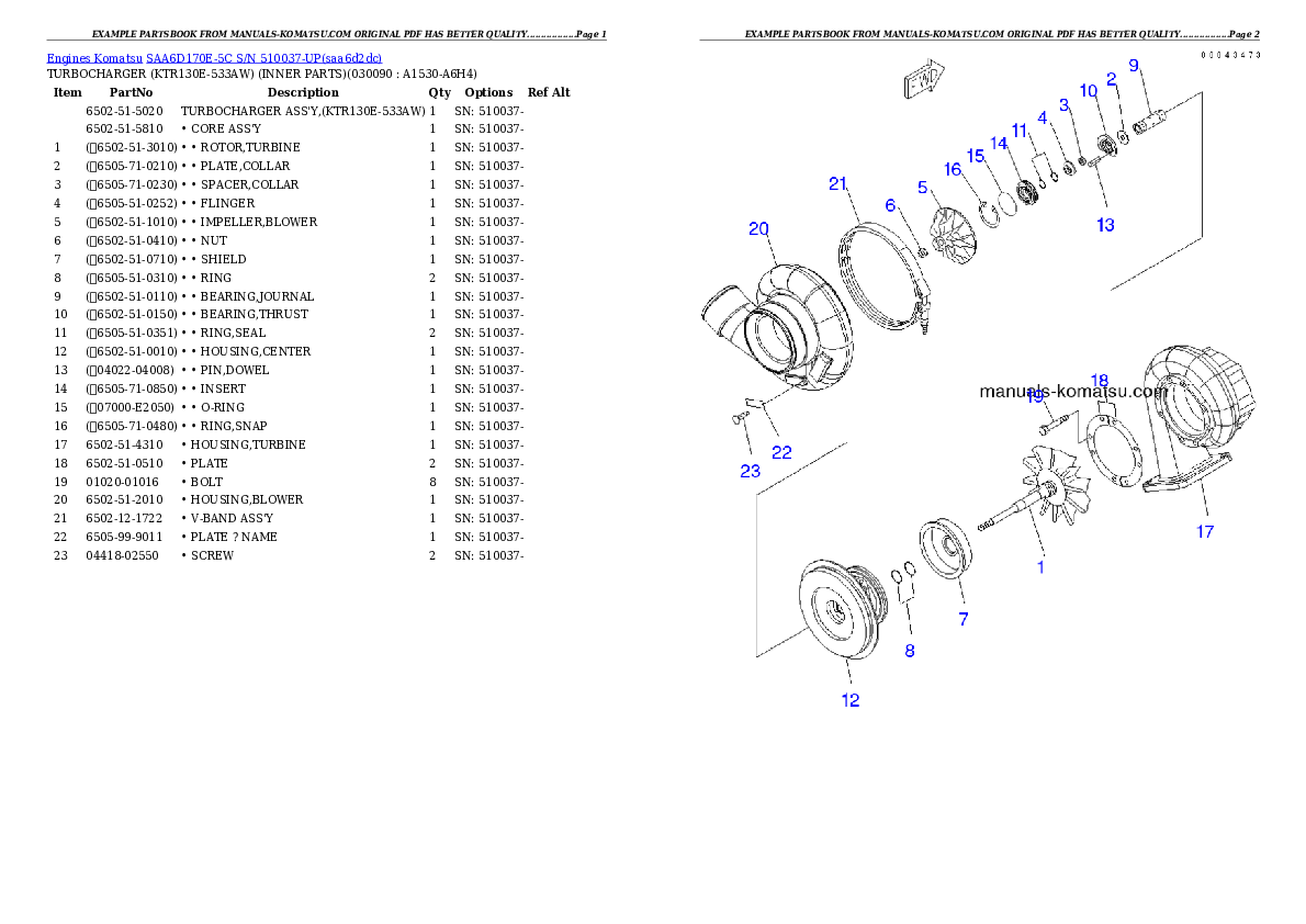 Protected: SAA6D170E-5C S/N 510037-UP Partsbook