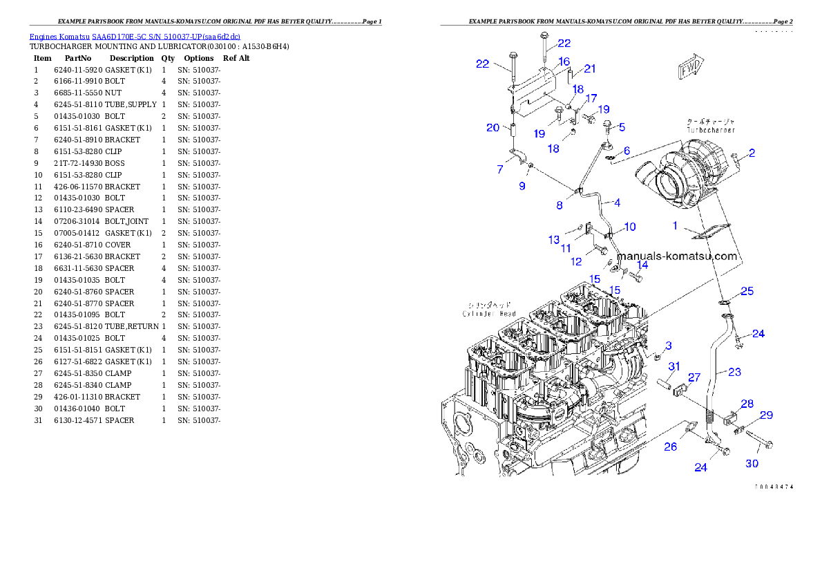 Protected: SAA6D170E-5C S/N 510037-UP Partsbook