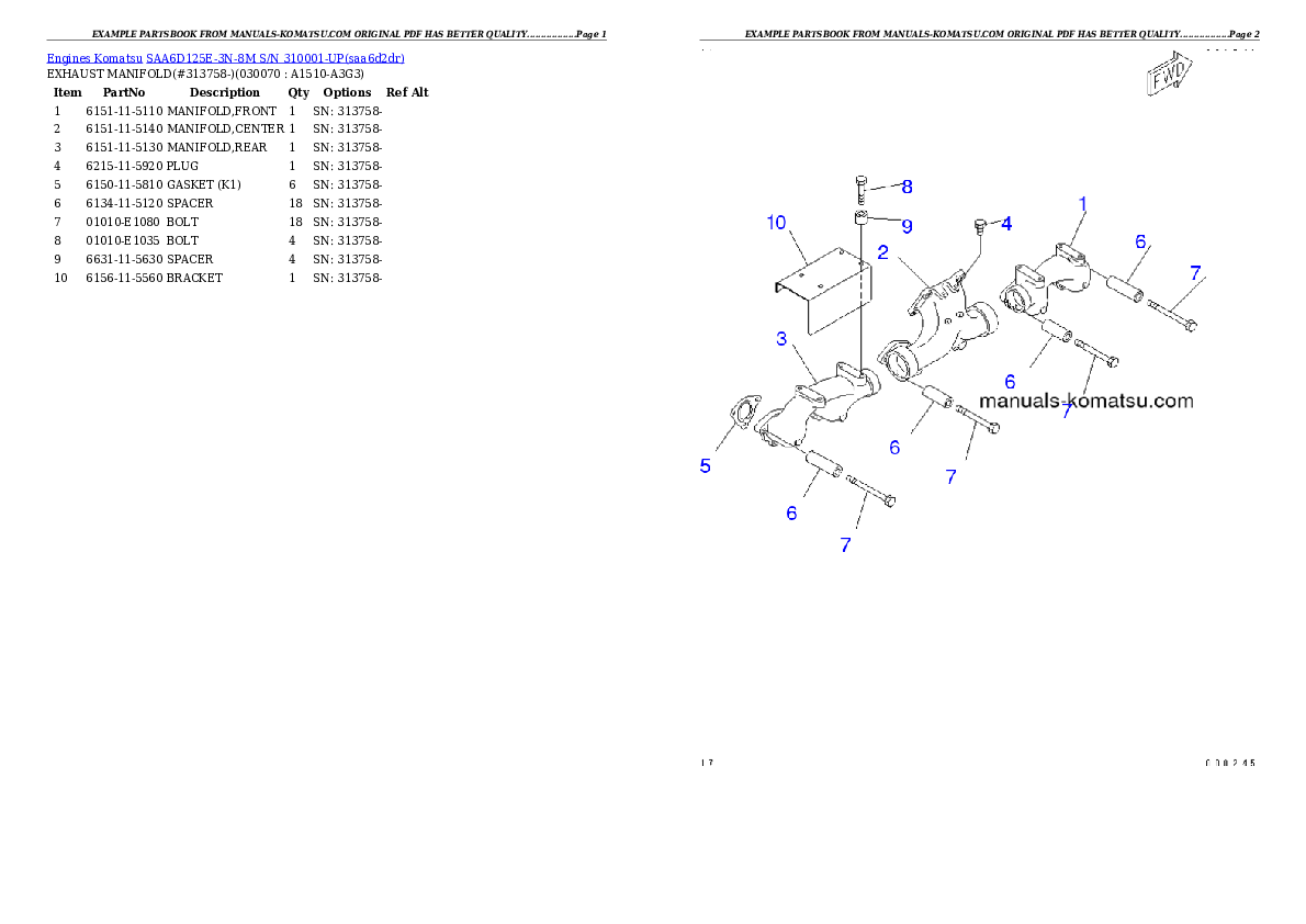 Protected: SAA6D125E-3N-8M S/N 310001-UP Partsbook