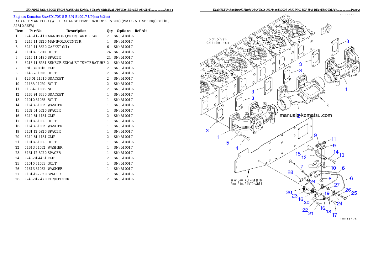 Protected: SAA6D170E-5-B S/N 510017-UP Partsbook