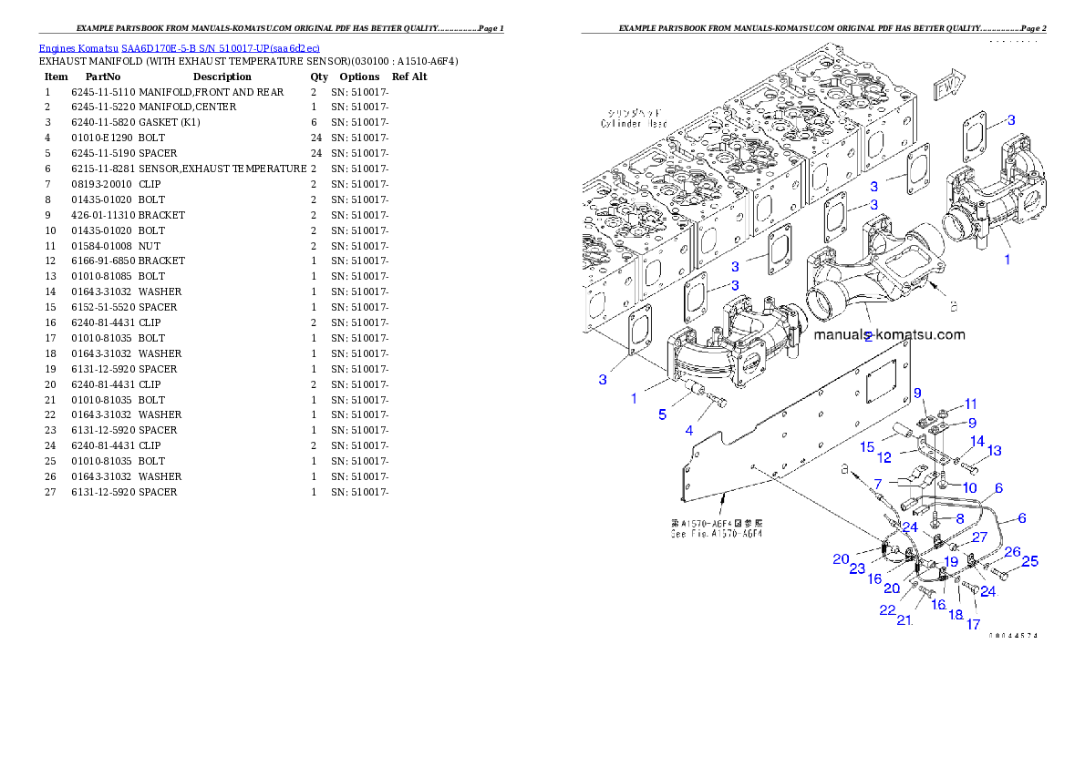 Protected: SAA6D170E-5-B S/N 510017-UP Partsbook