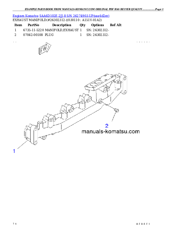 Protected: SAA6D102E-2JJ-8 S/N 26274903-UP Partsbook