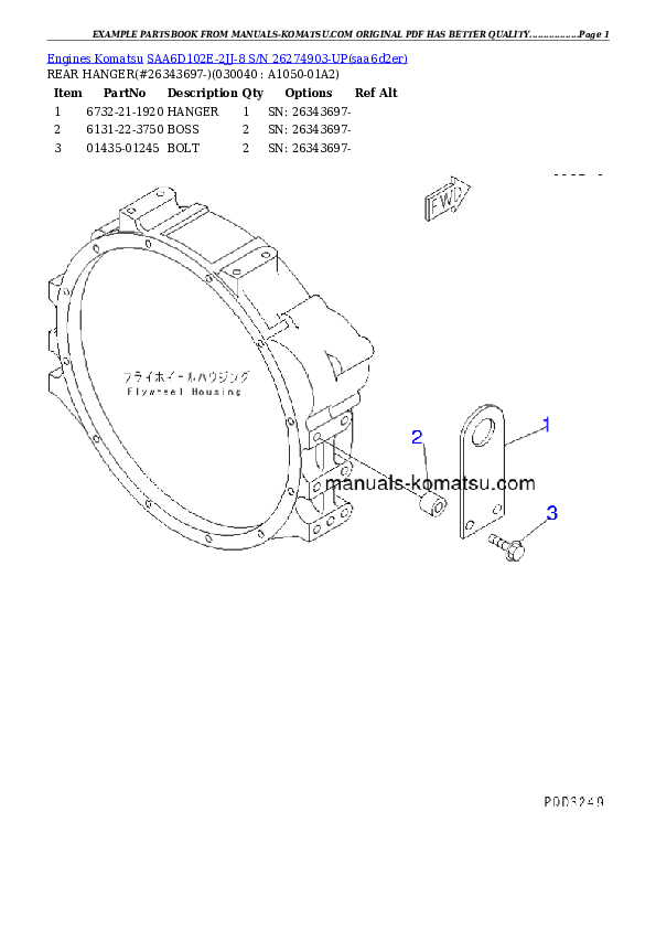 Protected: SAA6D102E-2JJ-8 S/N 26274903-UP Partsbook