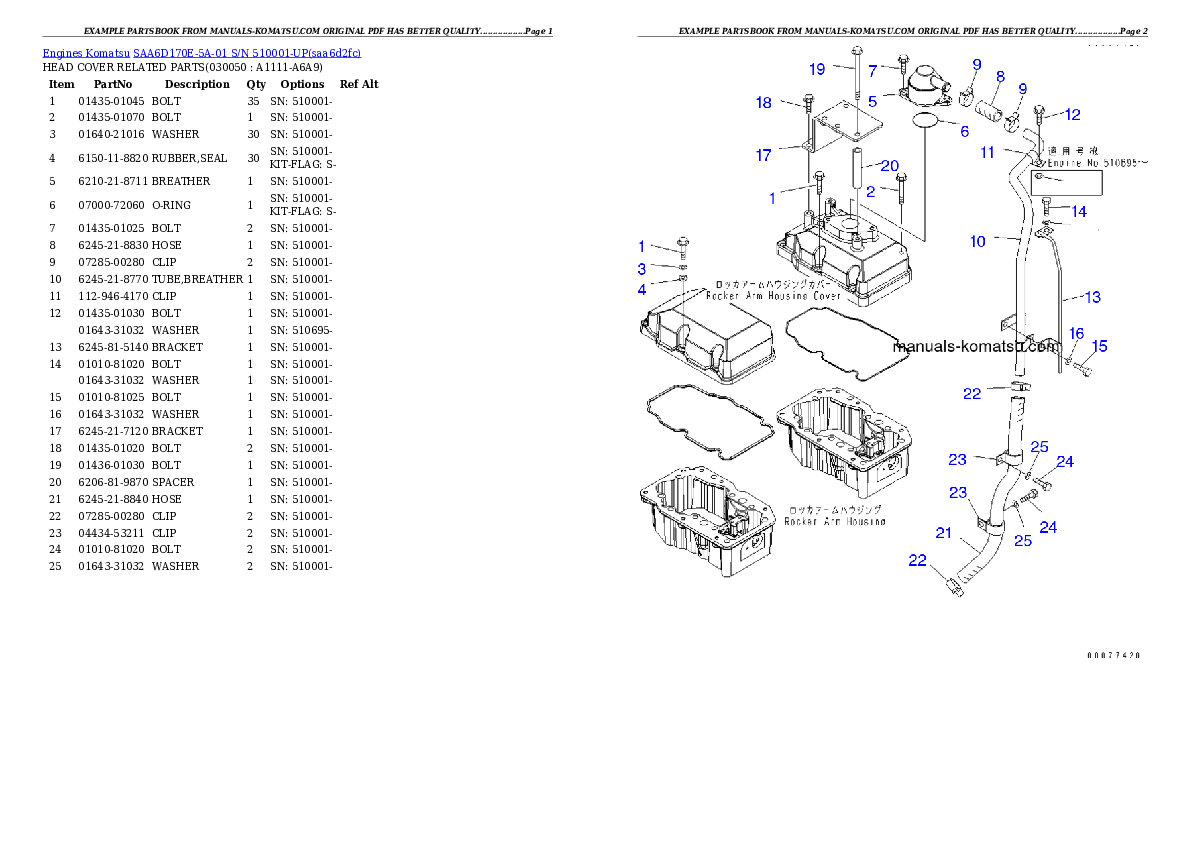 Protected: SAA6D170E-5A-01 S/N 510001-UP Partsbook