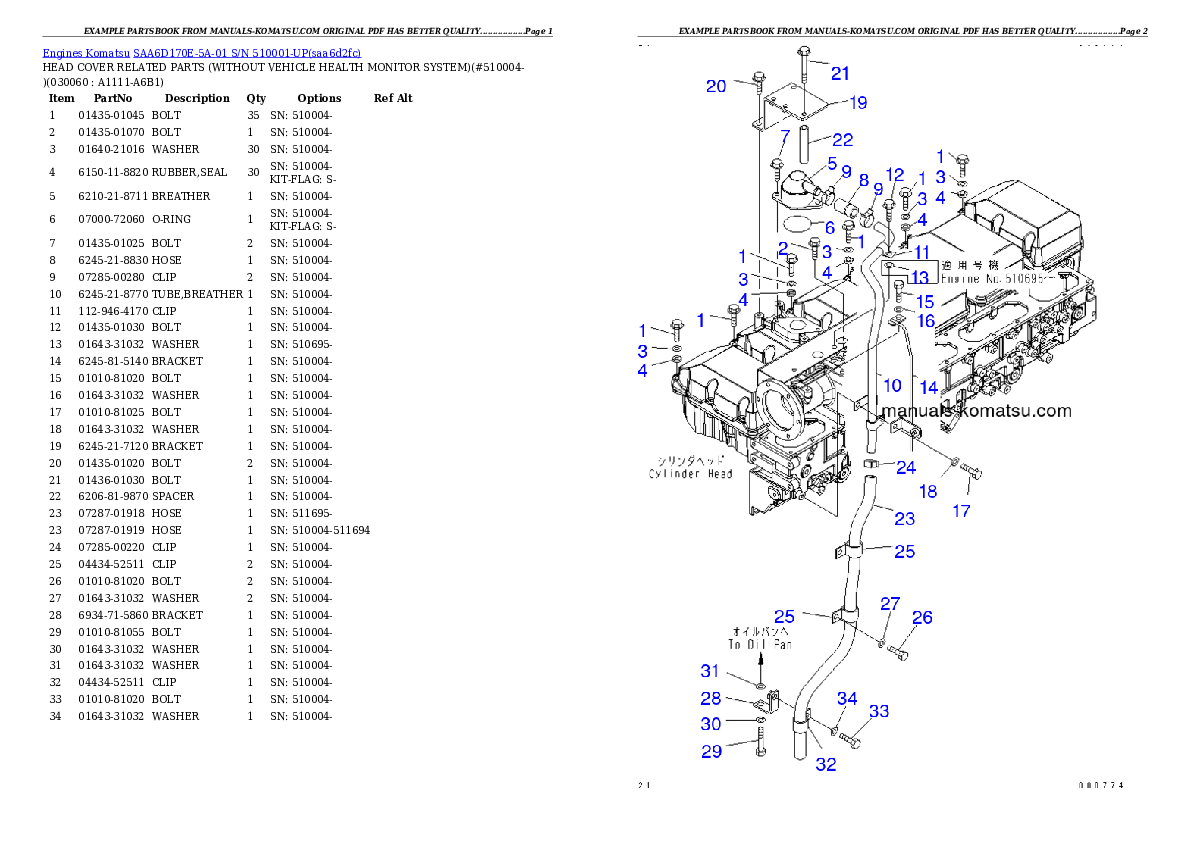 Protected: SAA6D170E-5A-01 S/N 510001-UP Partsbook