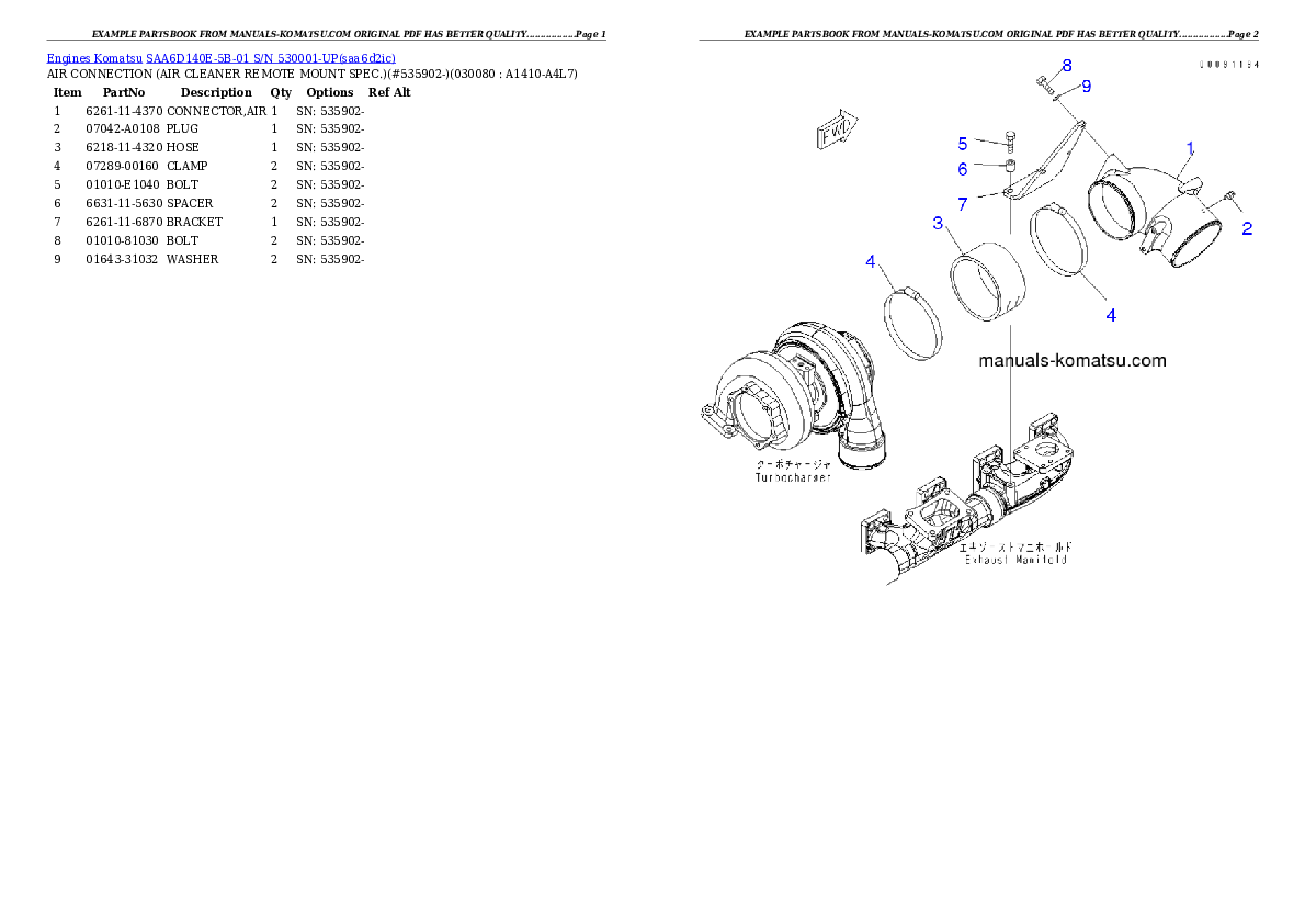 Protected: SAA6D140E-5B-01 S/N 530001-UP Partsbook