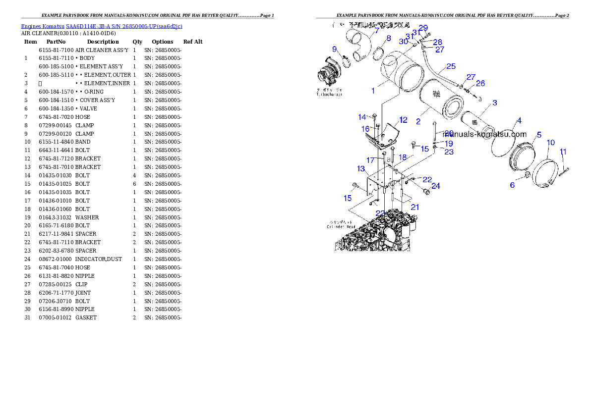 Protected: SAA6D114E-3B-A S/N 26850005-UP Partsbook
